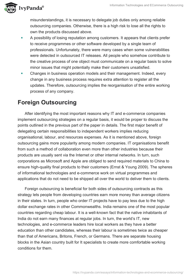 Information Technologies and E-Commerce Outsourcing. Page 4
