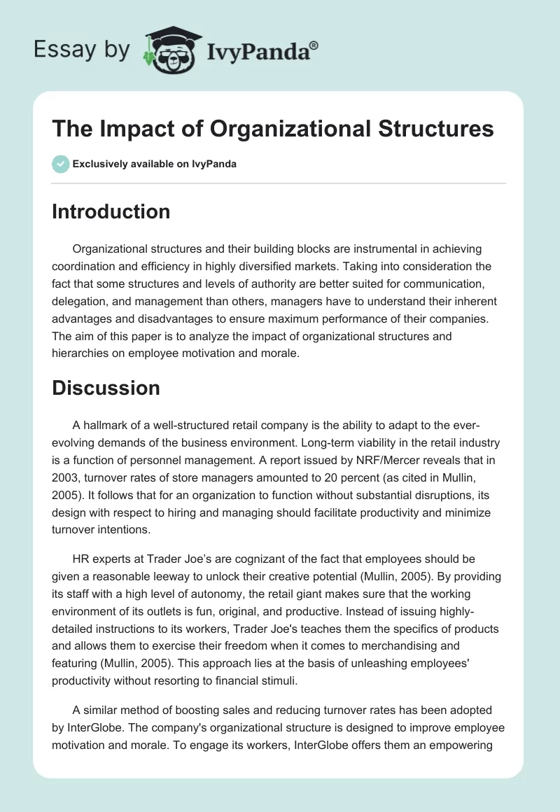 The Impact of Organizational Structures. Page 1