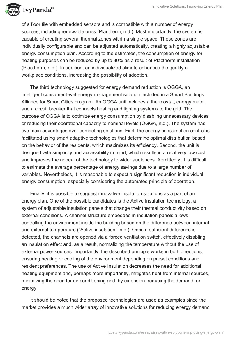 Innovative Solutions: Improving Energy Plan. Page 2