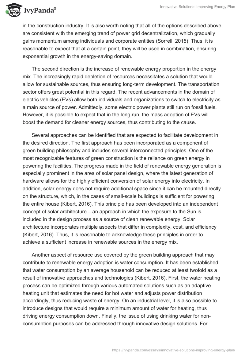 Innovative Solutions: Improving Energy Plan. Page 3