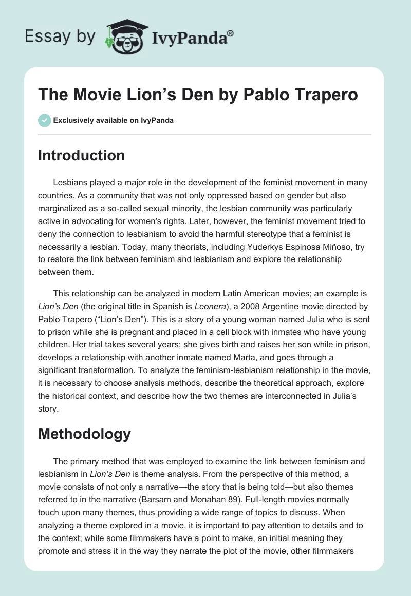 The Movie "Lion’s Den" by Pablo Trapero. Page 1