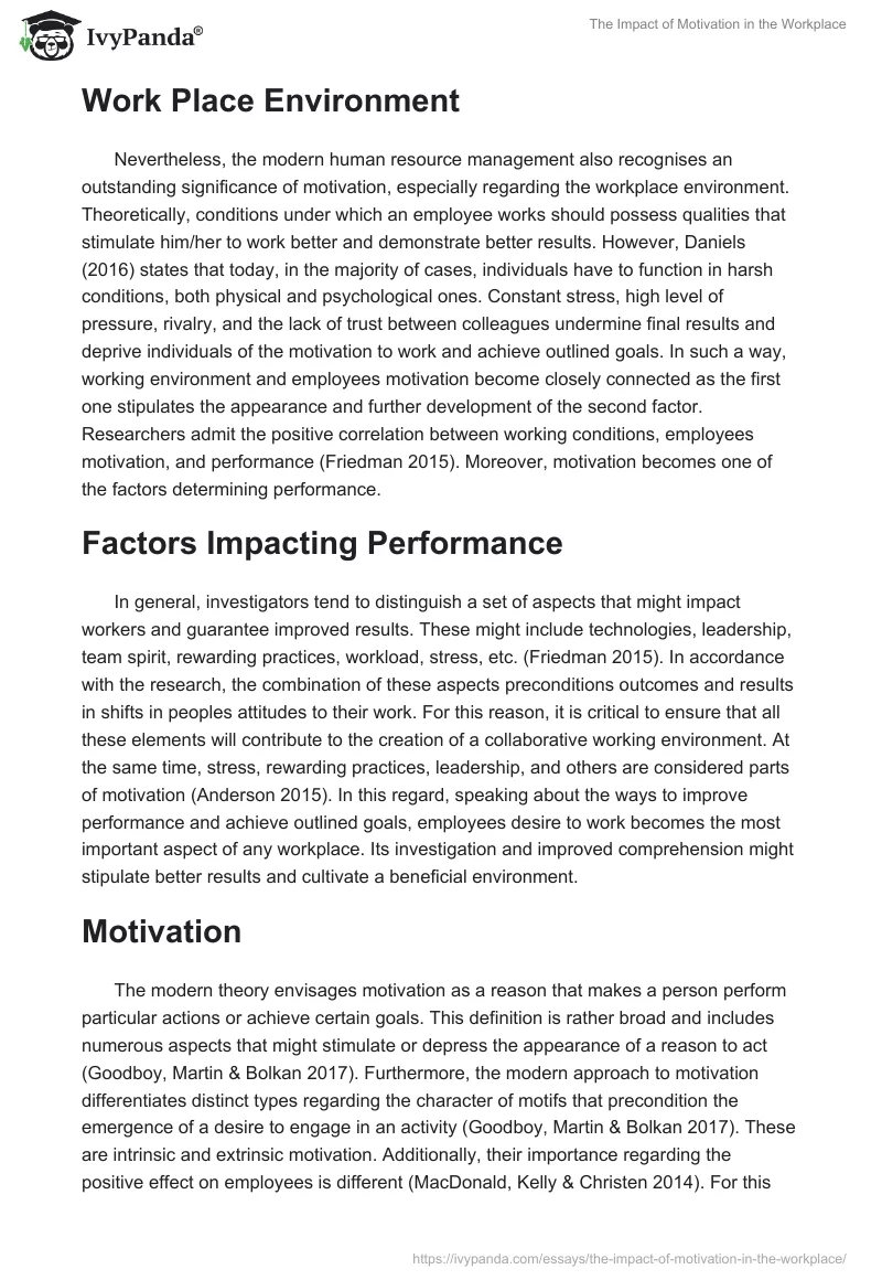 The Impact of Motivation in the Workplace. Page 2