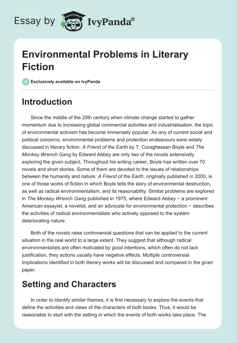 Environmental Problems in Literary Fiction. Page 1