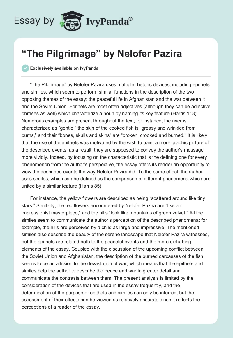 “The Pilgrimage” by Nelofer Pazira. Page 1