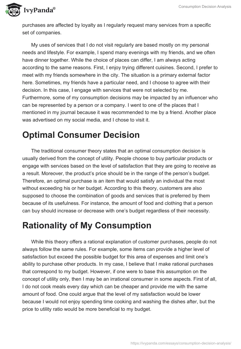 Consumption Decision Analysis. Page 2