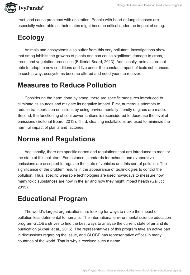 Smog, Its Harm and Pollution Reduction Progress. Page 2