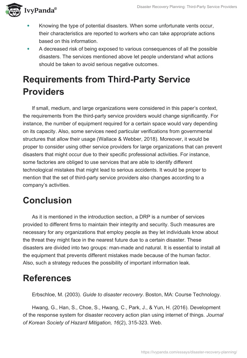 Disaster Recovery Planning: Third-Party Service Providers. Page 2