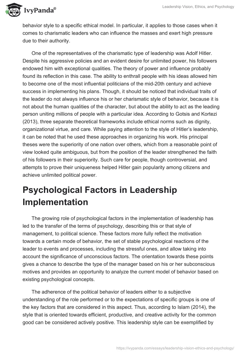 Leadership Vision, Ethics, and Psychology. Page 2