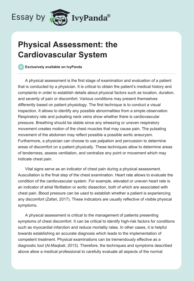 Physical Assessment: The Cardiovascular System. Page 1