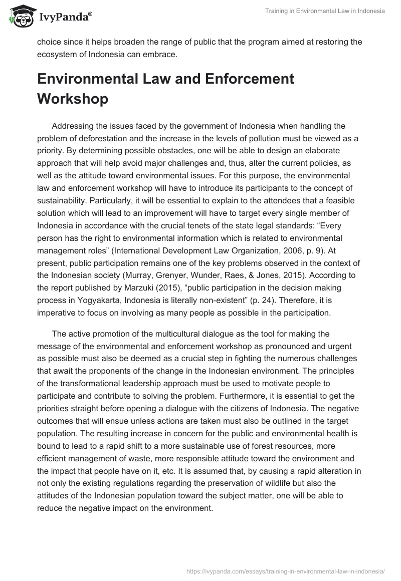 Training in Environmental Law in Indonesia. Page 2