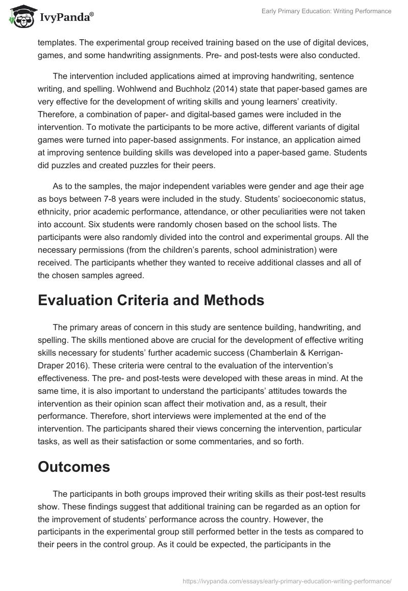 Early Primary Education: Writing Performance. Page 3