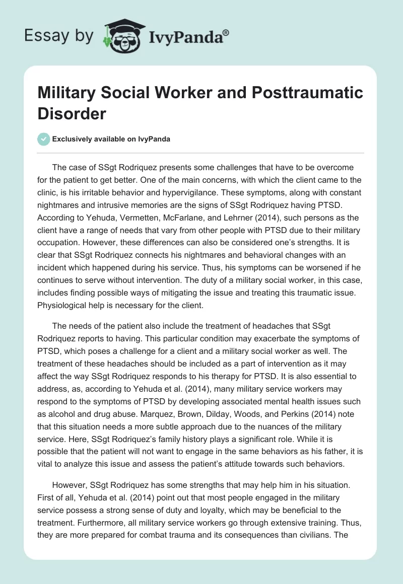 Military Social Worker and Posttraumatic Disorder. Page 1
