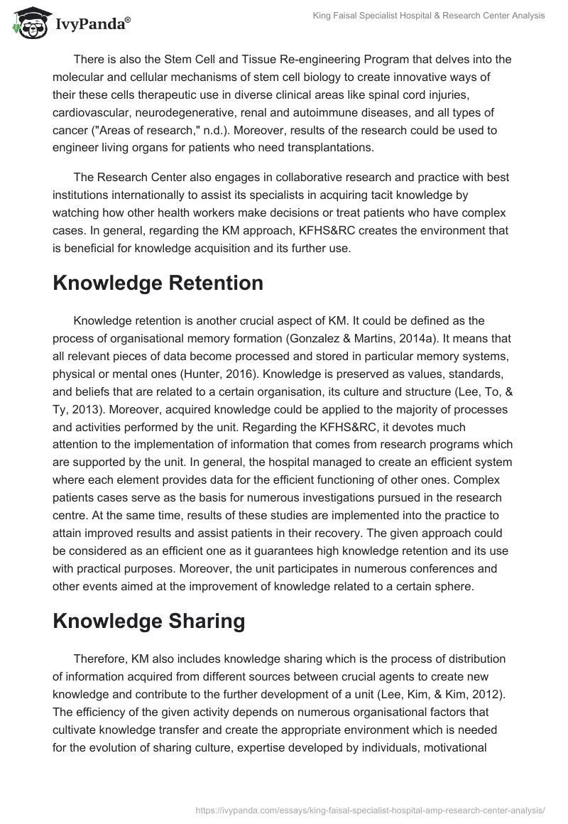 King Faisal Specialist Hospital & Research Center Analysis. Page 5