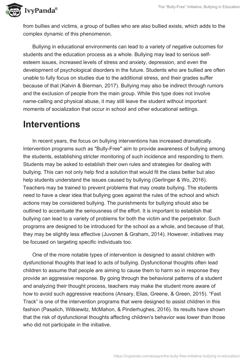 The “Bully-Free” Initiative: Bullying in Education. Page 2