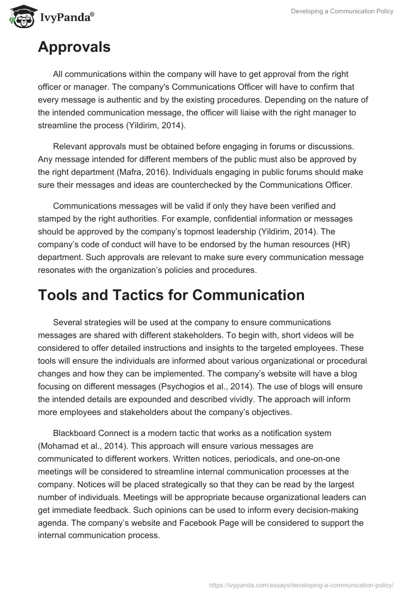 Developing a Communication Policy. Page 3