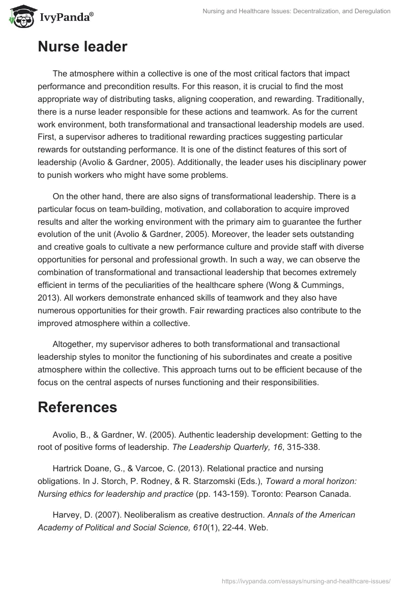 Nursing and Healthcare Issues: Decentralization, and Deregulation. Page 2