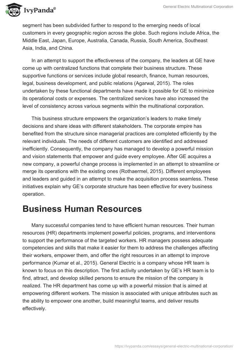 General Electric Multinational Corporation. Page 4