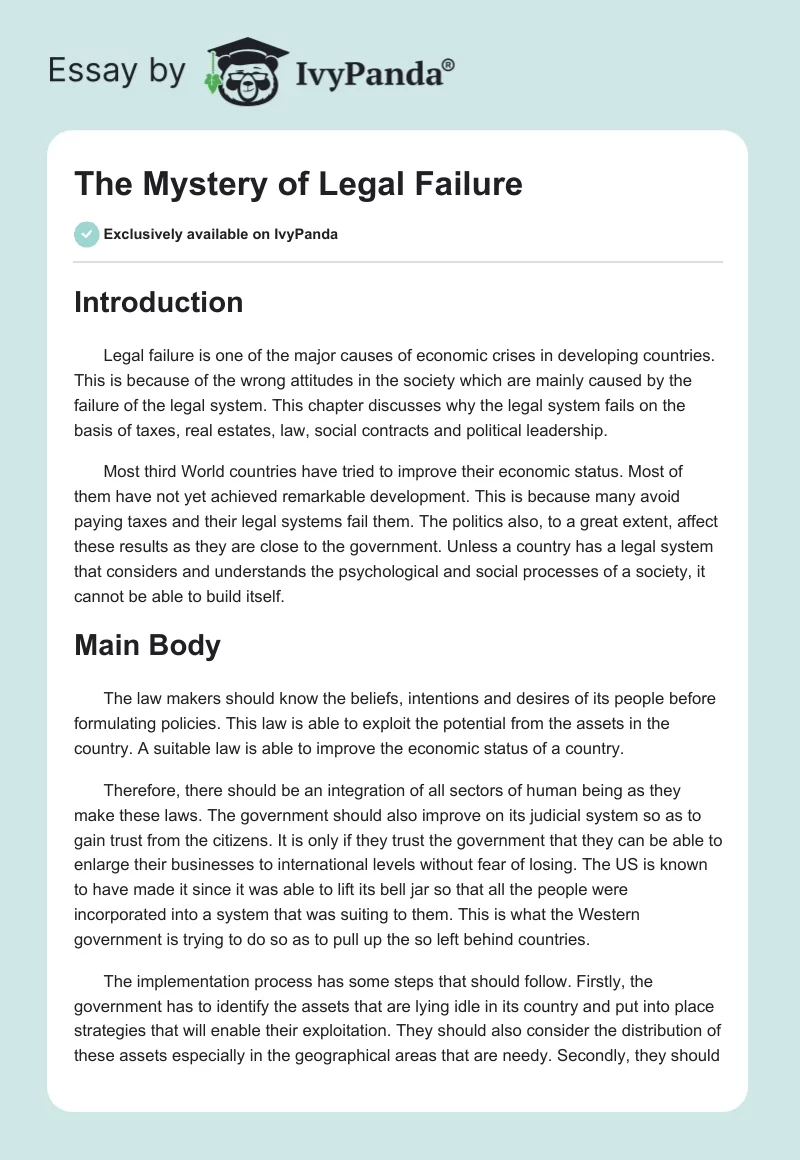 The Mystery of Legal Failure. Page 1