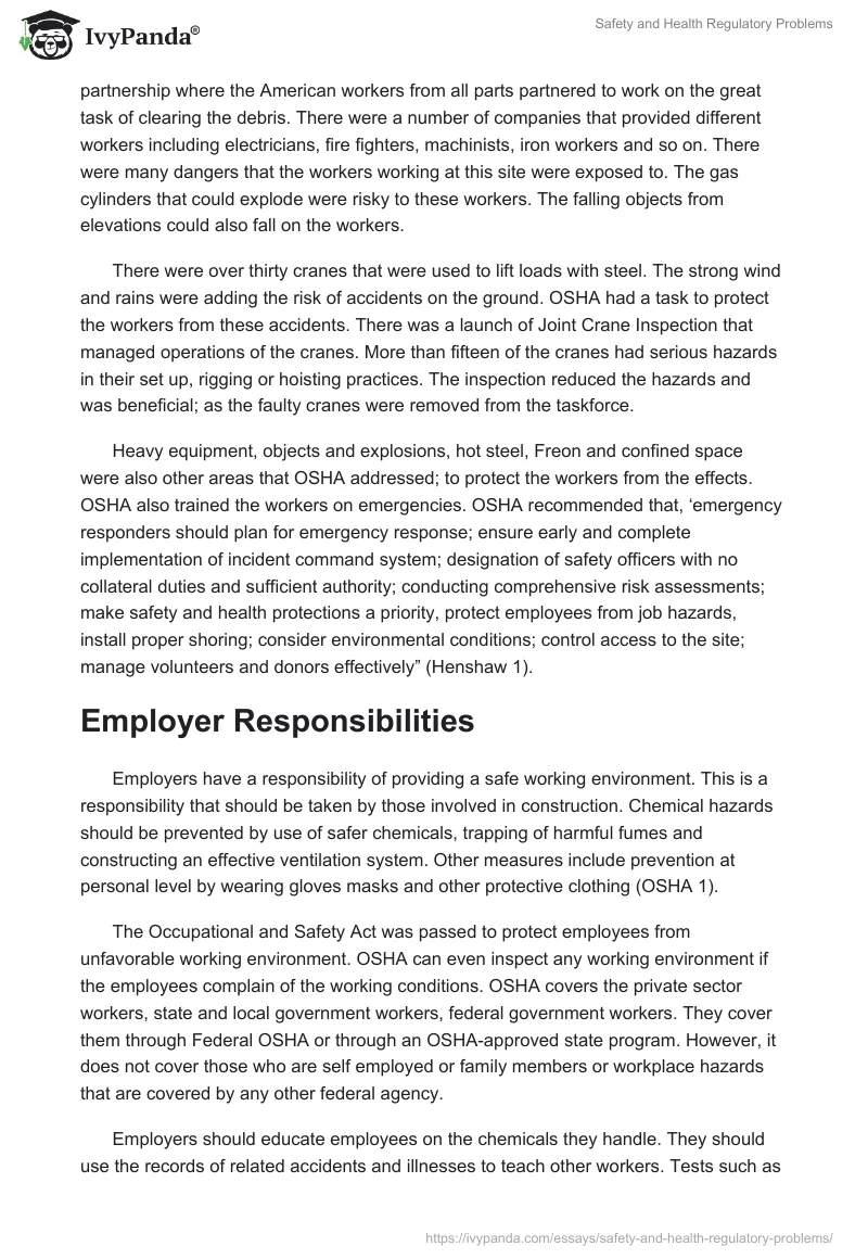 Safety and Health Regulatory Problems. Page 3