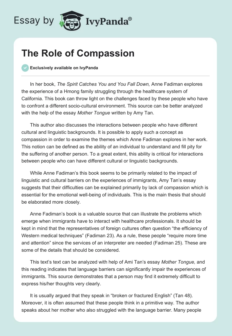The Role of Compassion. Page 1
