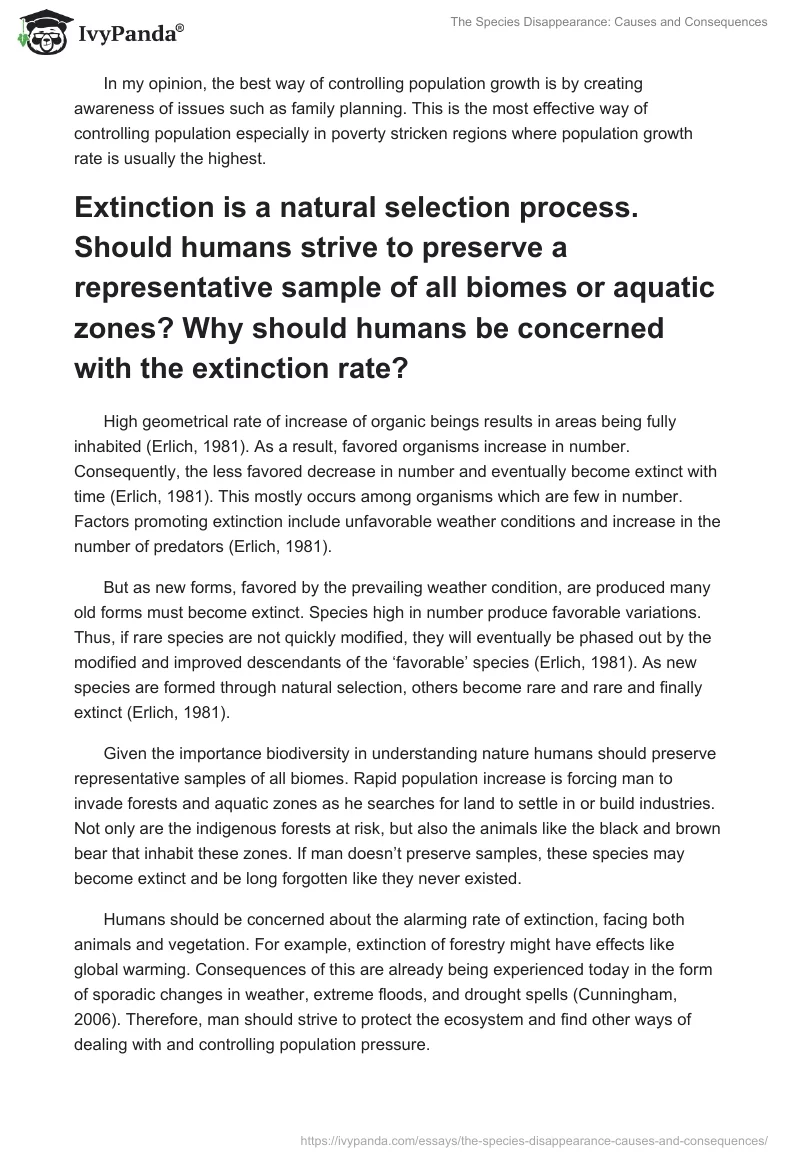 The Species Disappearance: Causes and Consequences. Page 2