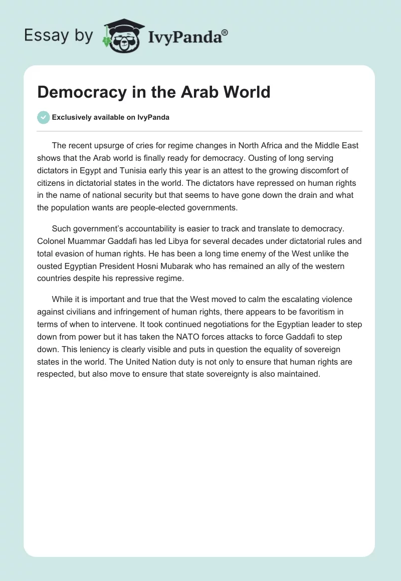 Democracy in the Arab World. Page 1