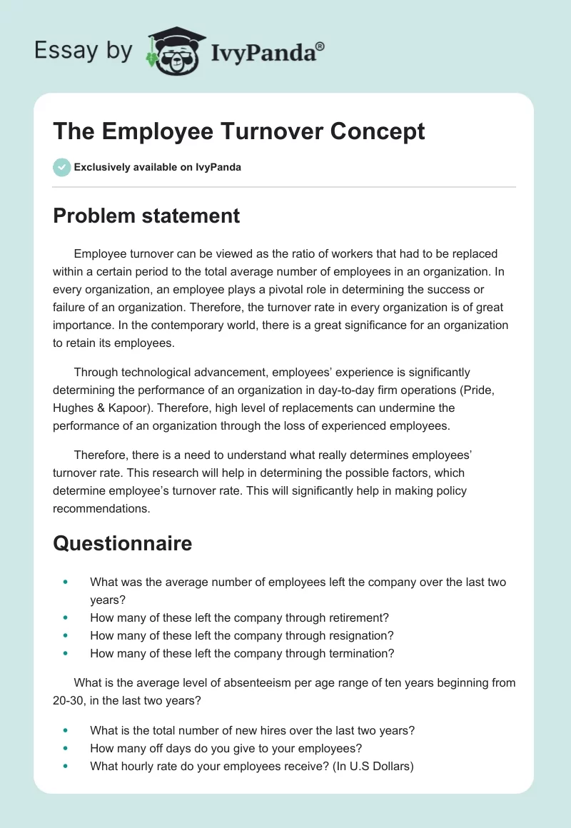 The Employee Turnover Concept. Page 1