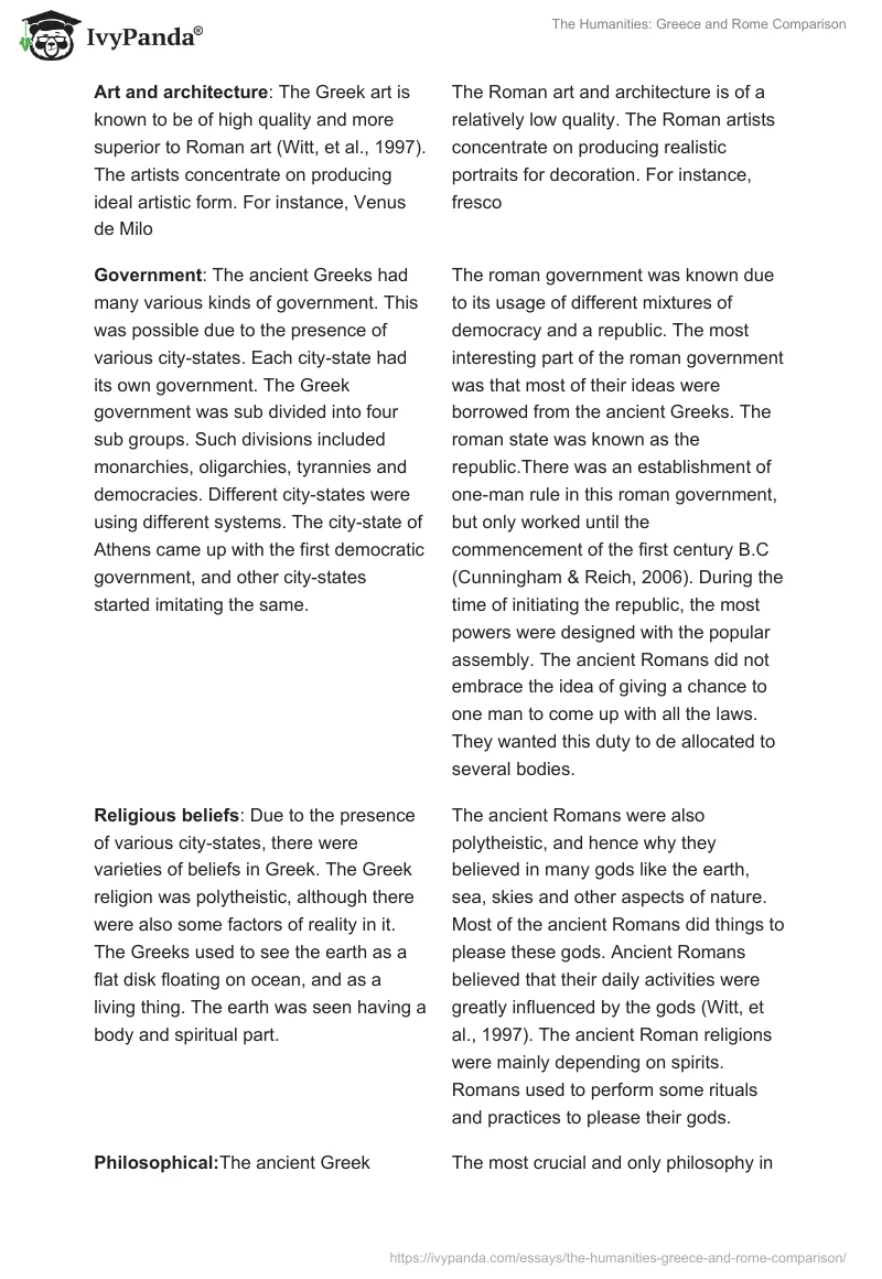The Humanities: Greece and Rome Comparison. Page 2