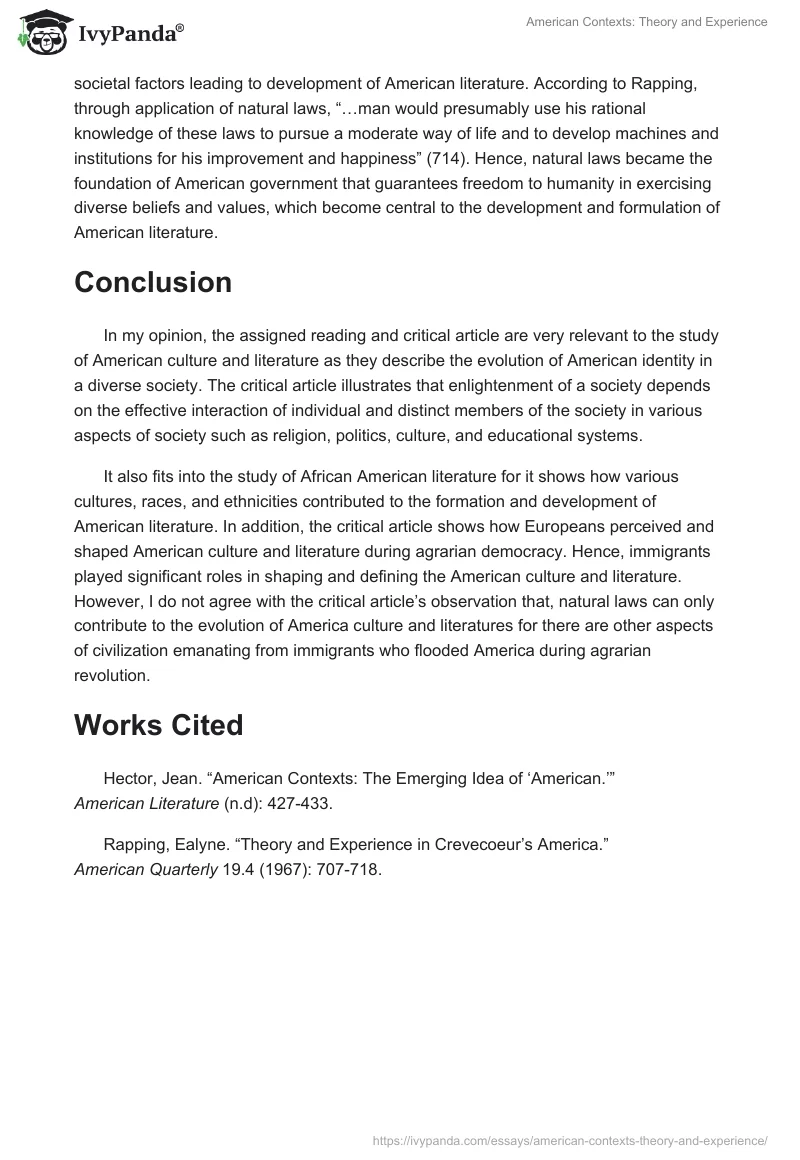 American Contexts: Theory and Experience. Page 3