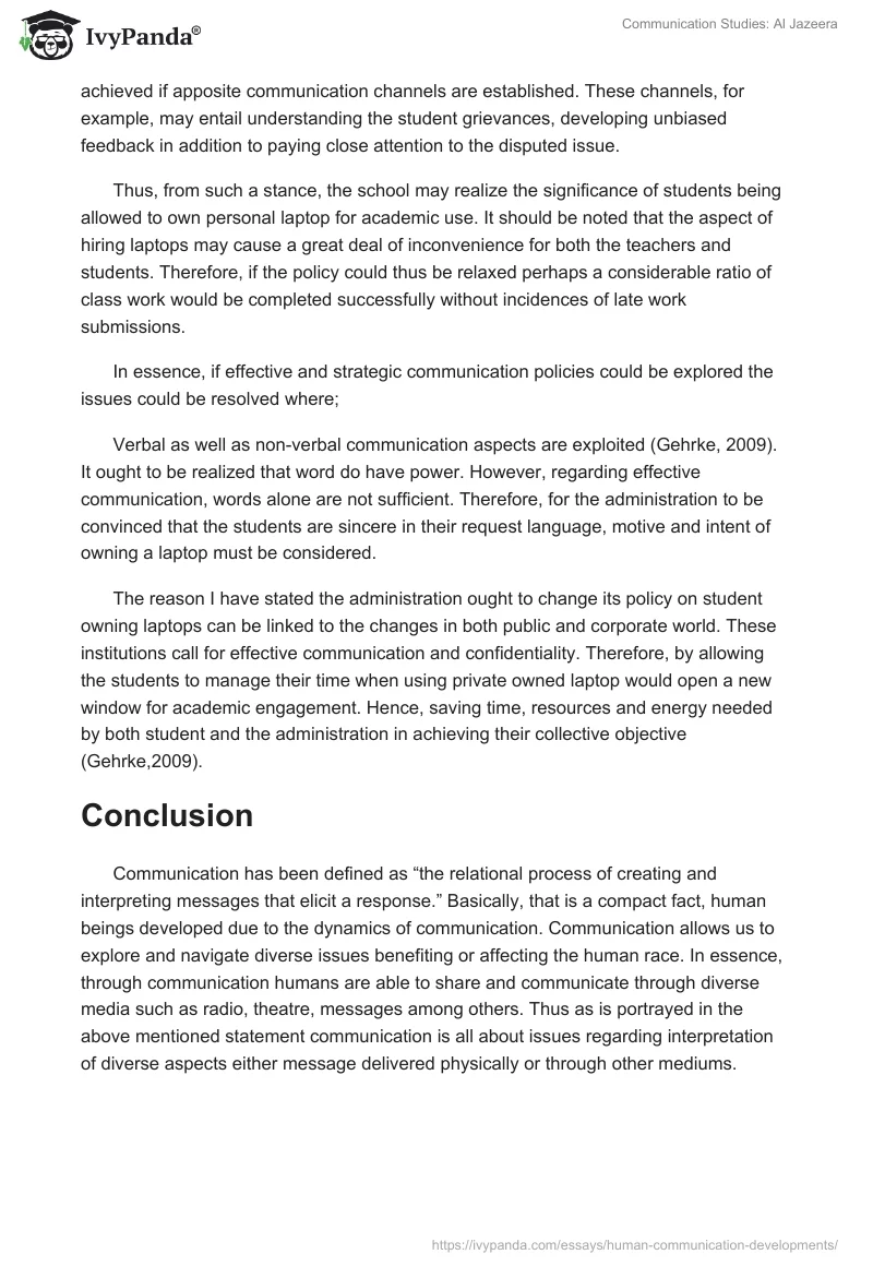 Communication Studies: Al Jazeera. Page 4