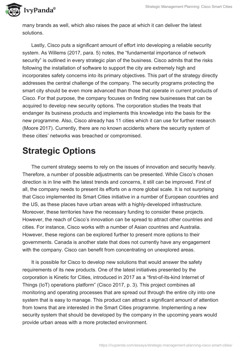 Strategic Management Planning: Cisco Smart Cities. Page 3