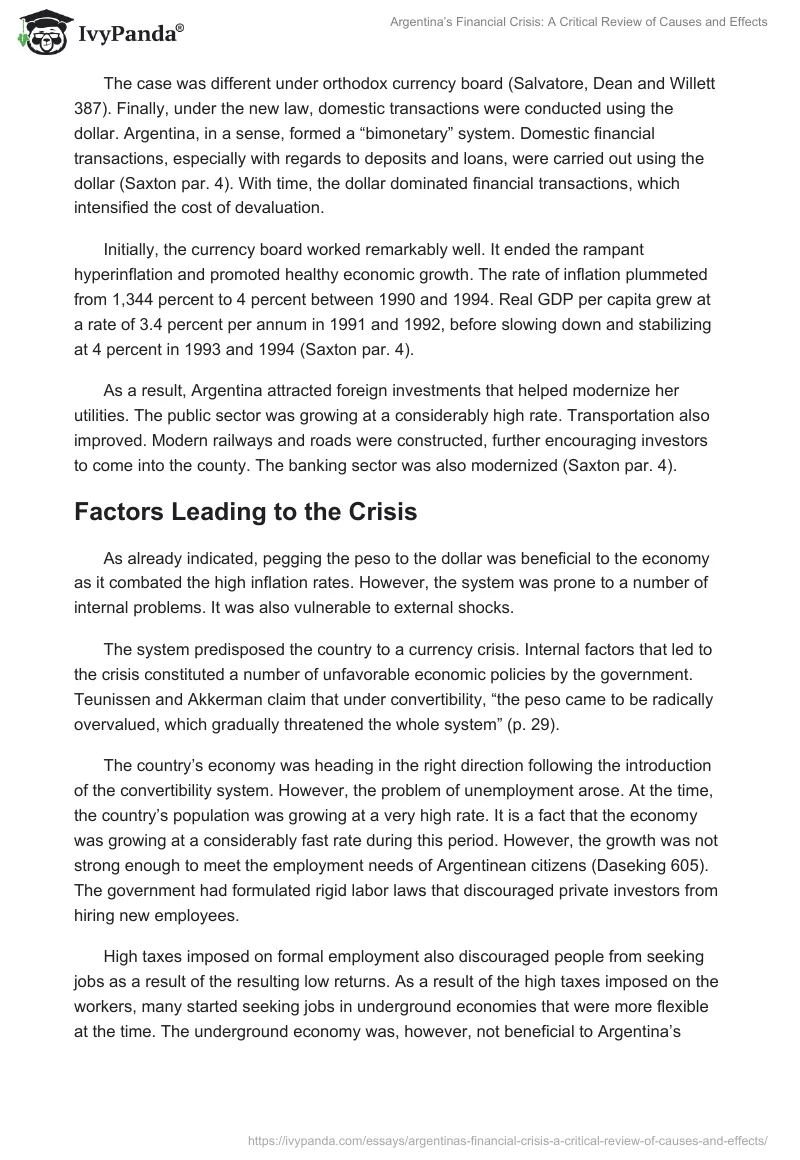 Argentina’s Financial Crisis: A Critical Review of Causes and Effects. Page 3