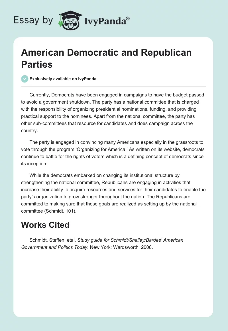 American Democratic and Republican Parties. Page 1