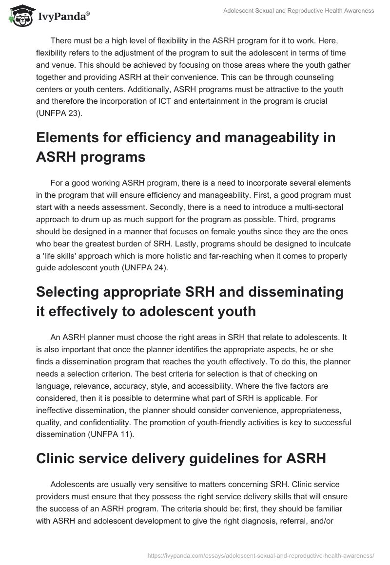 Adolescent Sexual and Reproductive Health Awareness. Page 2