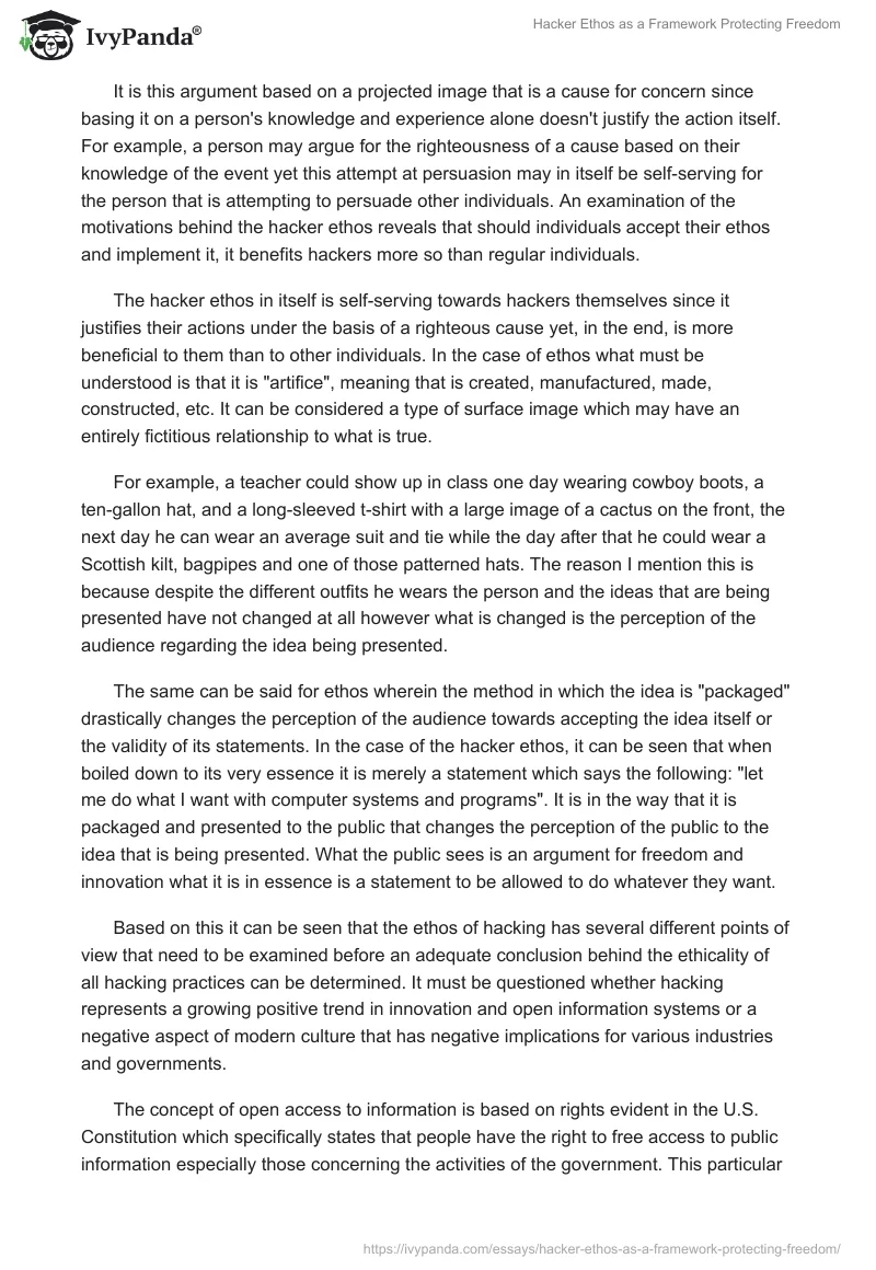 Hacker Ethos as a Framework Protecting Freedom. Page 3