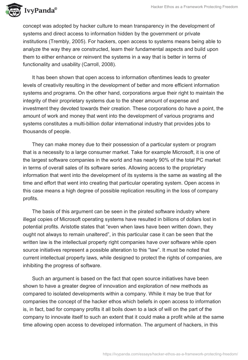 Hacker Ethos as a Framework Protecting Freedom. Page 4