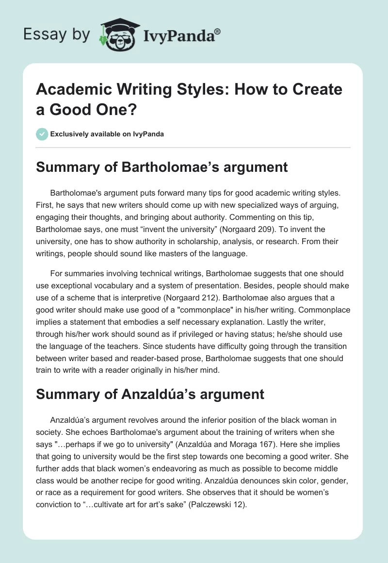 Academic Writing Styles: How to Create a Good One?. Page 1