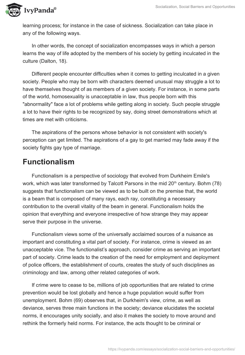 Socialization, Social Barriers and Opportunities. Page 2
