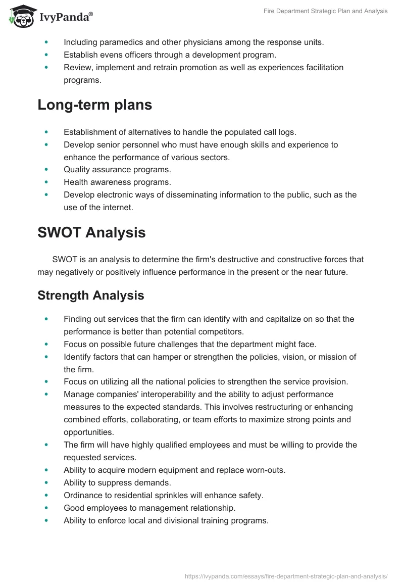 Fire Department Strategic Plan and Analysis. Page 3