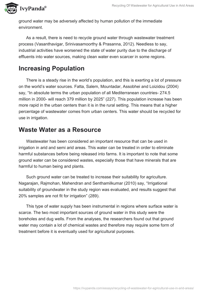 Recycling of Wastewater for Agricultural Use in Arid Areas. Page 3