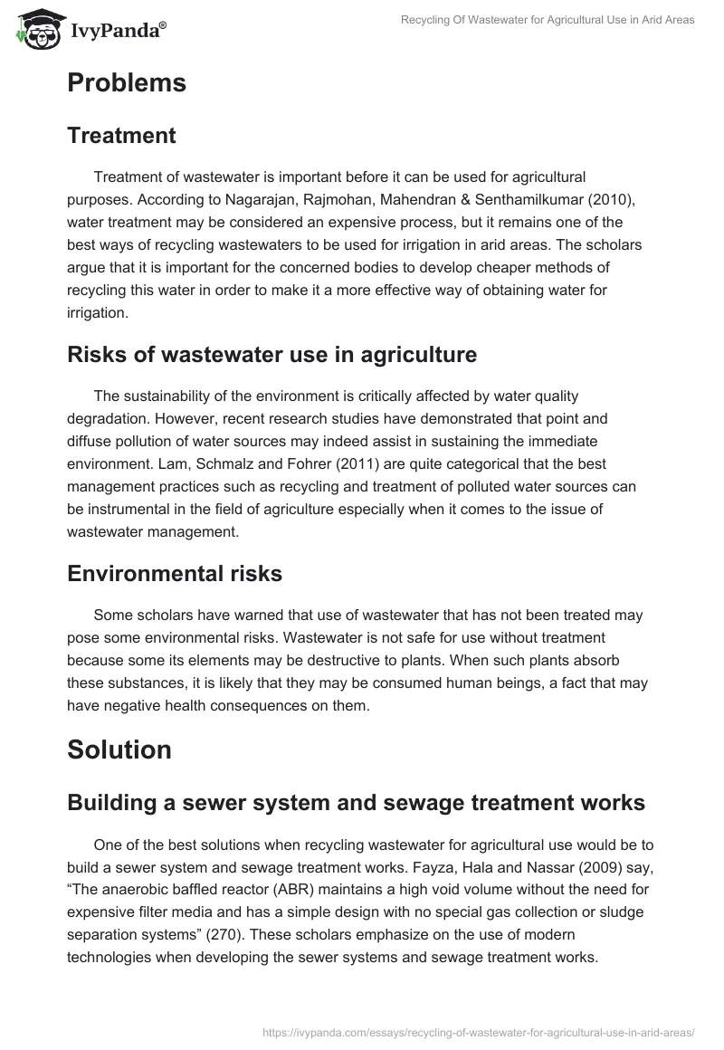 Recycling of Wastewater for Agricultural Use in Arid Areas. Page 4