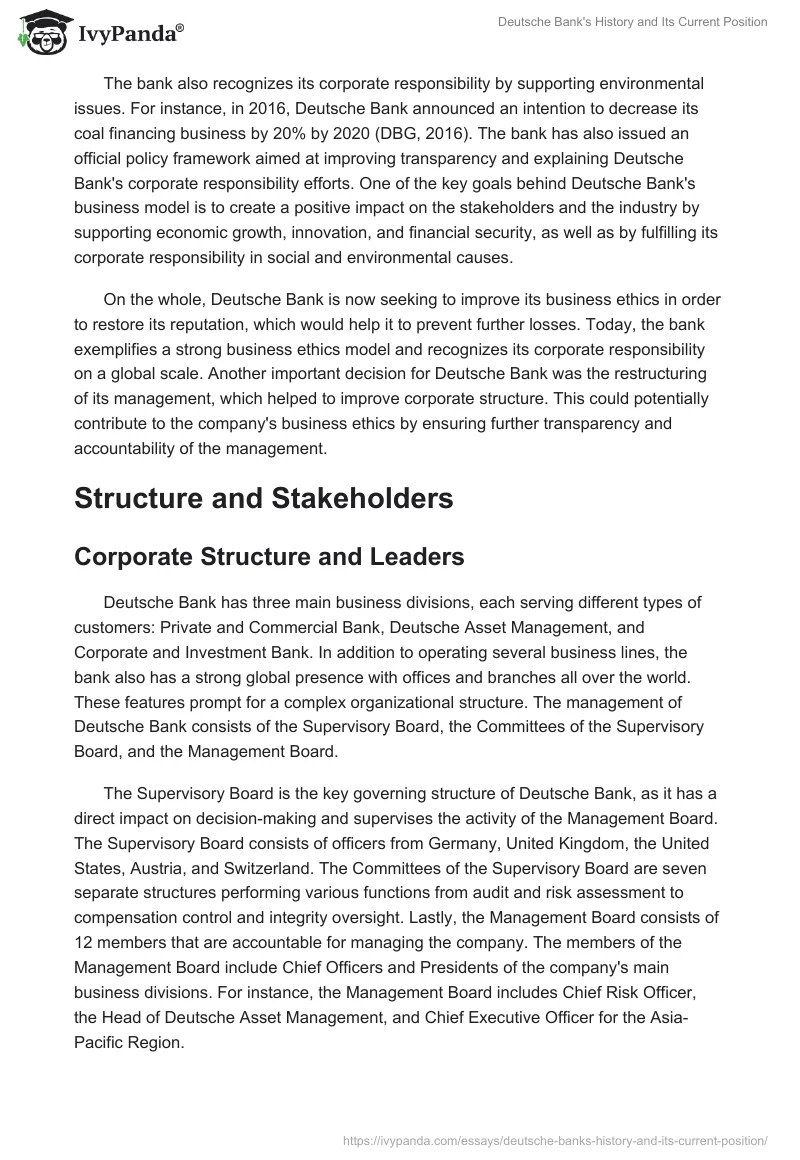 Deutsche Bank's History and Its Current Position. Page 4