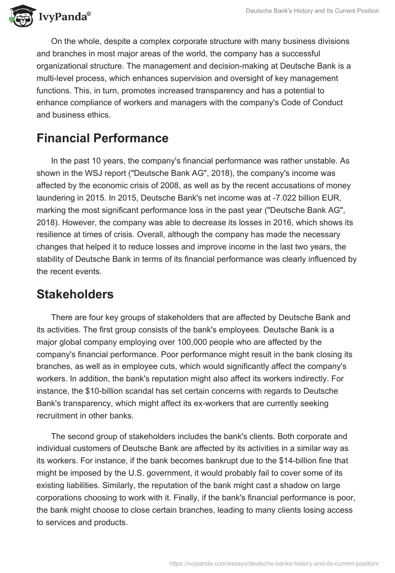 Deutsche Bank's History and Its Current Position. Page 5