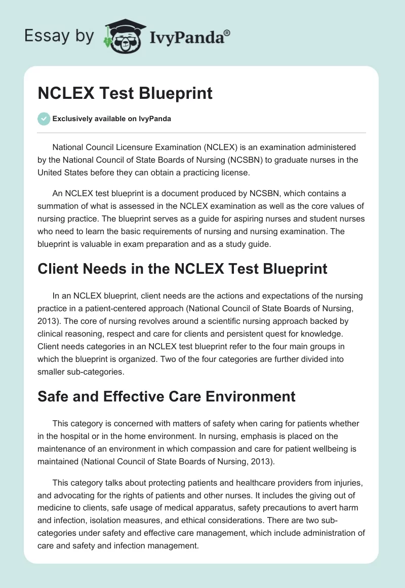 NCLEX Test Blueprint. Page 1