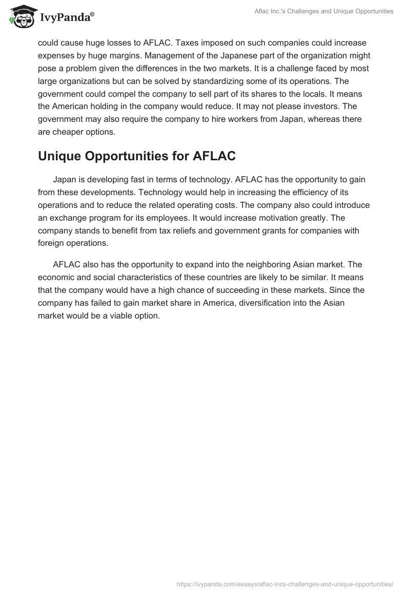 Aflac Inc.'s Challenges and Unique Opportunities. Page 2