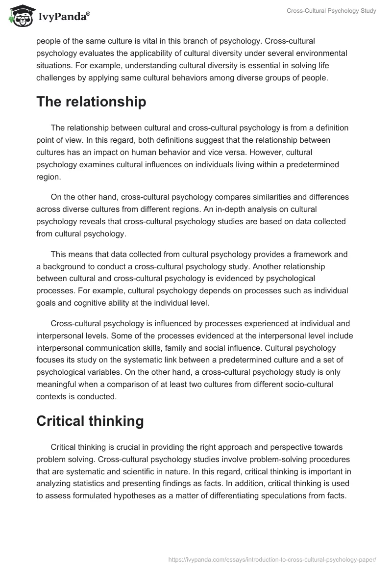Cross-Cultural Psychology Study. Page 2