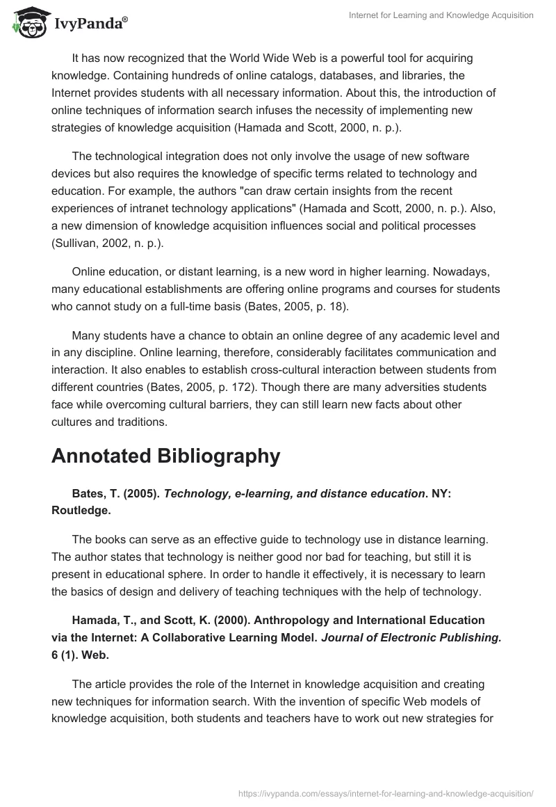 Internet for Learning and Knowledge Acquisition. Page 2