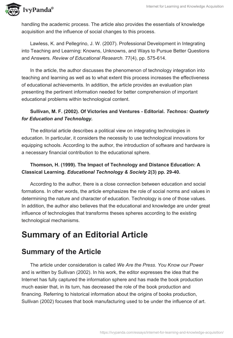 Internet for Learning and Knowledge Acquisition. Page 3
