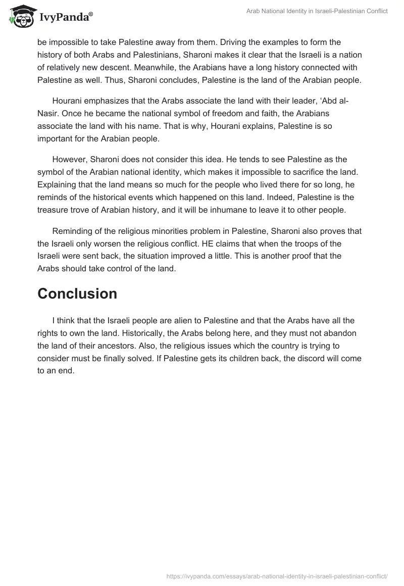 Arab National Identity in Israeli-Palestinian Conflict. Page 2