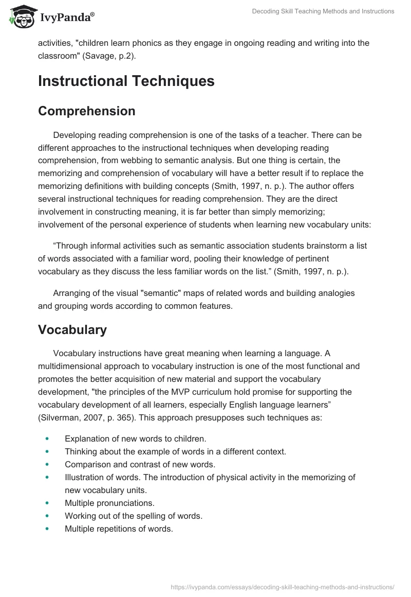 Decoding Skill Teaching Methods and Instructions. Page 2